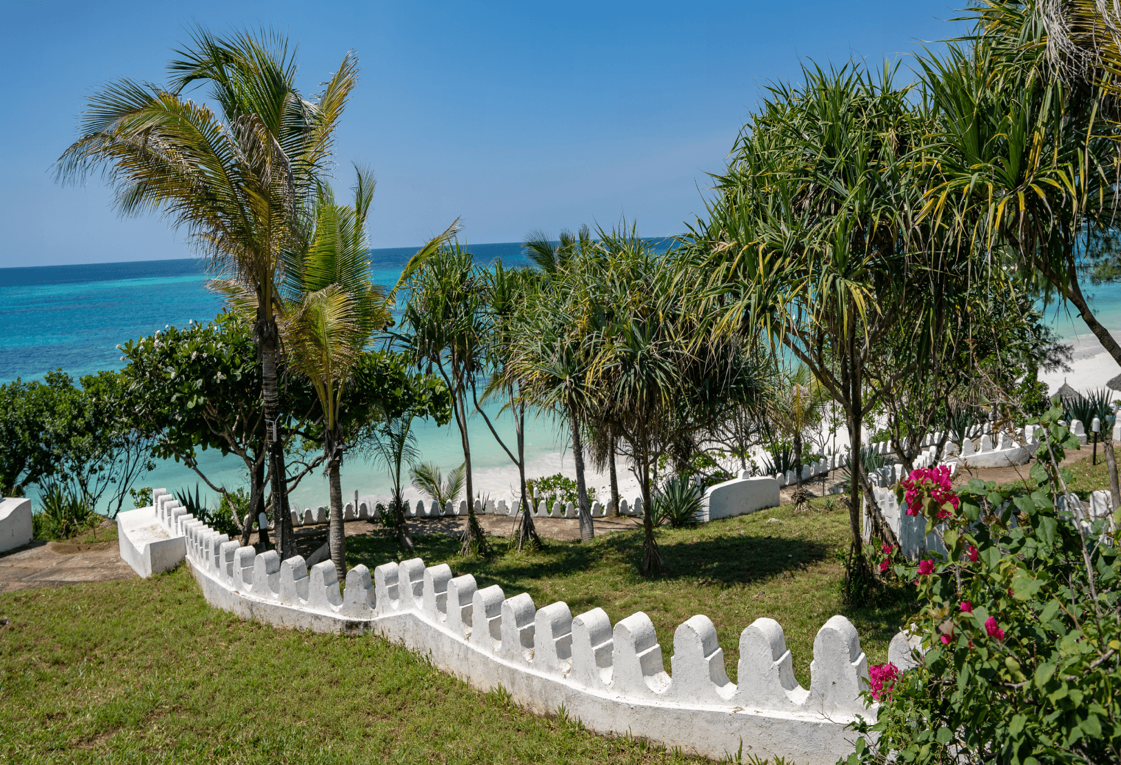 Resort garden with ocean view