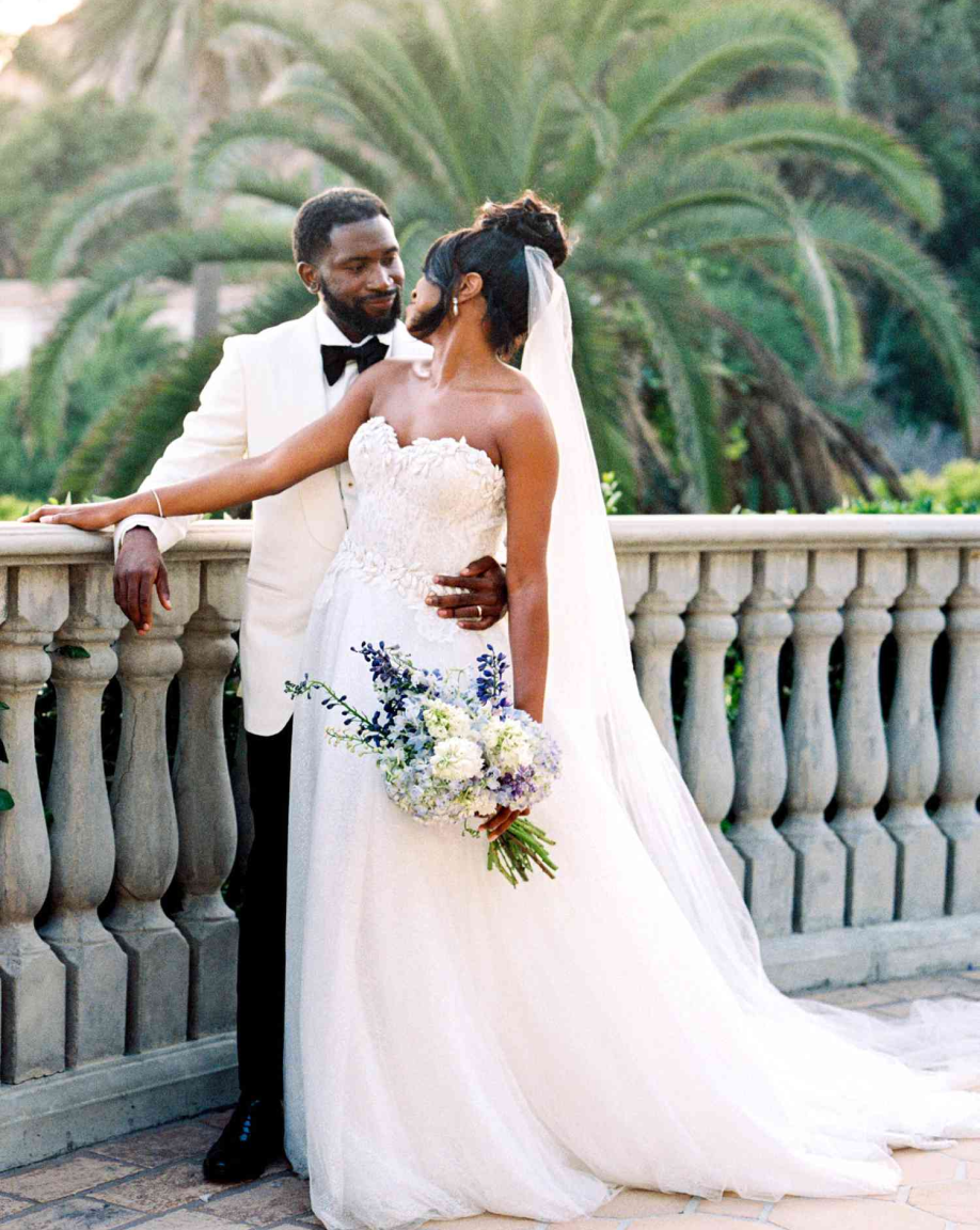 Wedding couple at the balcony